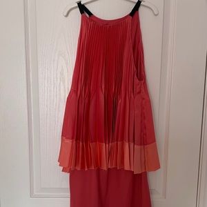 Flare pleated blouse hot pink silk - size medium